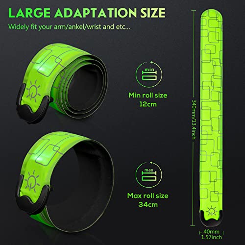 Simket LED Armband Rechargeable for Running(2 Pack), Running Lights for Runners, Running Lights, High Visibility Reflective Running Gear Adjustable Light Up Arm Bands for Men Women Kids - color: green