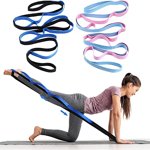 Leyndo 2 Pcs Stretching Strap &10 Loops, Yoga Strap for Physical Therapy