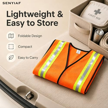 Lightweight Reflective Mesh Safety Vest with Hook and Loop - color: Orange 12p