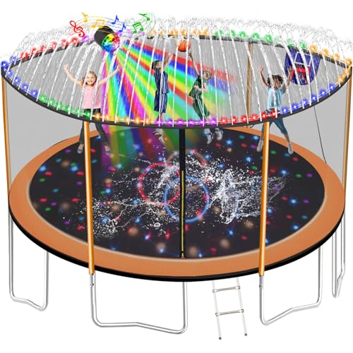 10FT 12FT 14FT 15FT 16FT Trampoline for Kids Adults, 1500 LBS Outdoor Trampoline with Basketball Hoop, Enclosure Net, Ladder, Recreational Trampolines Backyard for Kids Teens - color: Amazing Orange, style: 14ft