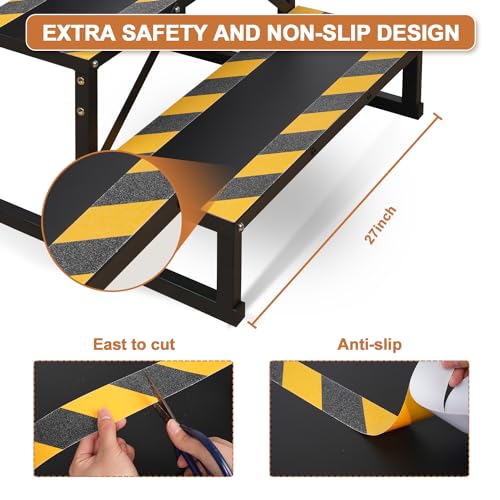 2 Step RV Stairs, Hot Tub Steps, Outdoor Spa Step Ladder with Handrail,Portable Economy 5th Wheel Stair for Travel Trailer, Motor Home, Camper and Porch with Non-Skid Tapes - size: RV Stairs - 2 Step with Single Handrail
