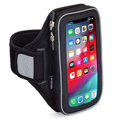 Sporteer Velocity V8 Running Armband - Fits Large Cases - Slim No-Bounce Holder for iPhone 17/16/15 Pro Max & Plus, Galaxy S26+/S25+, Pixel 10 Pro XL - Large-Format Modular Fitness Case - size: M/L Straps