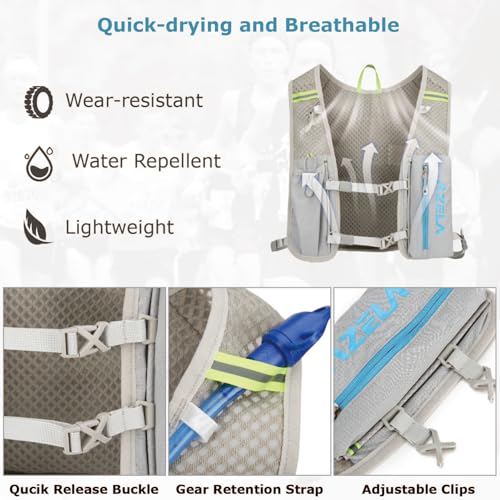 YAPJEB Lightweight Hydration Pack Backpack Vest, Optional 1.5L 2L BPA Free Water Bladder - Leakproof Breathable for Men Women Running Hiking Cycling Marathon - color: 02 Dark Blue(with 1.5L Water Bladder)
