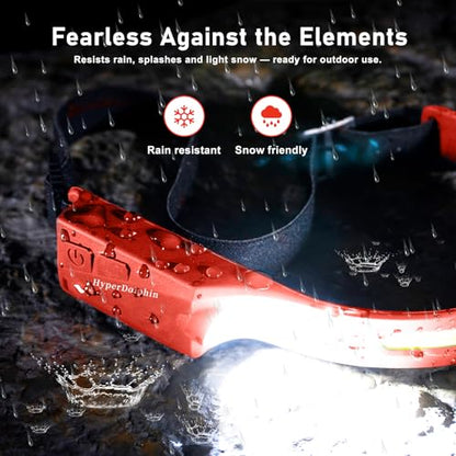 Headlamp Rechargeable LED (2-Pack, Red) 230° Wide Beam, USB-C Lightweight Head Lamp, Long Runtime, Water-Resistant for Camping, Hiking, Running, Fishing, Repair Work - color: Red