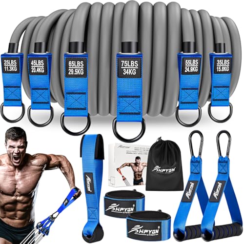 HPYGN Heavy Resistance Bands, 300LBS Exercise Bands for Working Out, Fitness Bands with Handles, Workout Bands for Men, Weight Bands Set for Muscle Training, Strength, Slim, Yoga, Home Gym Equipment - color: Blue, style: 420LBS
