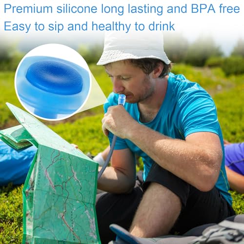 4pcs Bite Hydration Pack Bite Valve Replacement, Silicone BPA Free Bite Valve Sheath Safe Nozzle Mouthpiece Replacement Compatible with Osprey (Blue)
