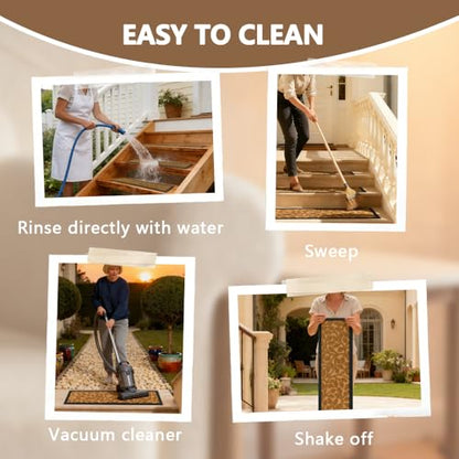 Outdoor Stair Treads for Wooden Steps, 8.5" x 30", 6 Pcs, Brown - color: Yellow Leaves