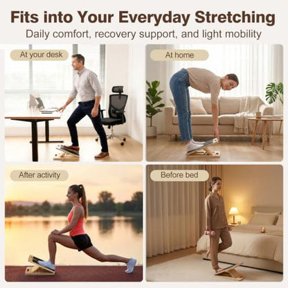 Adjustable Slant Board for Calf Stretching, Wooden Portable Stretcher, Foldable Incline Boards for Calves Ankle Achilles Tendon Knee Heel Muscle Stretch Exercise, Your 10 Minute Solution for Looser Calves