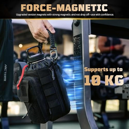 1TG Tactical Magnetic Gym Bag for Men, Magnetic Gym Water Bottle Bag - color: Black