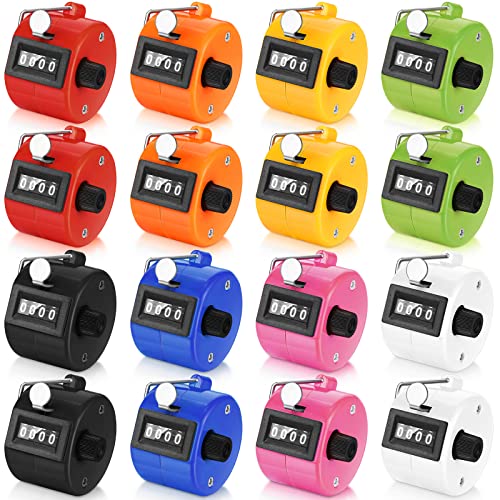 Kathfly 16 Pcs Handheld Clicker Counter 4 Digit Mechanical - color: Multicolor