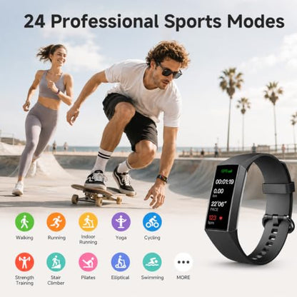 KPEP Fitness Tracker with 24/7 Heart Rate/SpO2/Blood Pressure/Sleep Monitor - color: Black