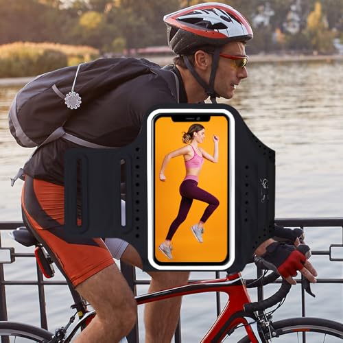 Sweatproof Cell Phone Armband for Running, Adjustable Phone Holder Fit Up to 6.5'' Phone for iPhone 16 15 14 13 12 11 Pro Max XR SE 8 Plus S22 S23 S24-Black - color: Black