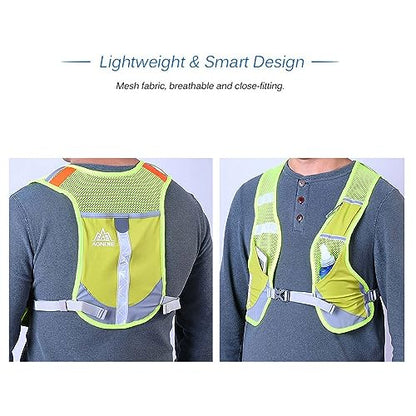 AONIJIE Reflective Running Vest Marathon Running Vest Pack Breathable for Hiking Camping Cycling Race - color: rose red