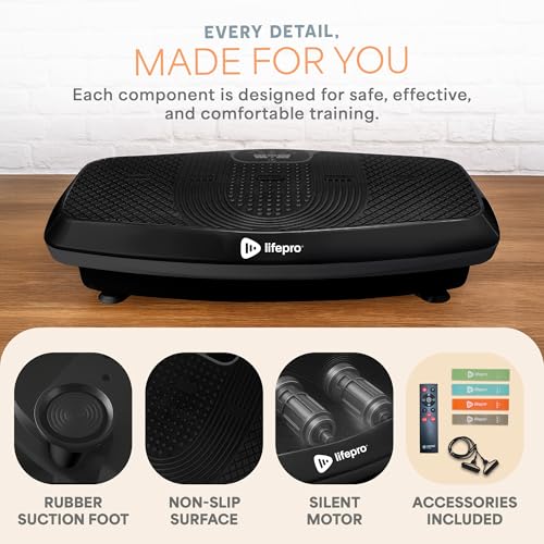 Lifepro Turbo & Hovert 3D Vibration Plate Exercise Machine with 99 Speeds - color: Black, size: Large