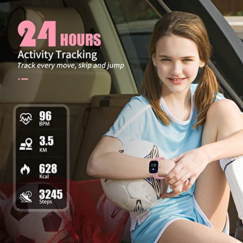 Kids Fitness Tracker Watch, IP68 Kids Waterproof Smart Watch - color: Pink