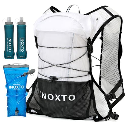 IX INOXTO Running Vest Hydration Backpack, Lightweight Running Backpack Hydration Pack with 1.6L Water Bladder Daypack for Trail Running Hiking Cycling Race Marathon for Women Men - color: White