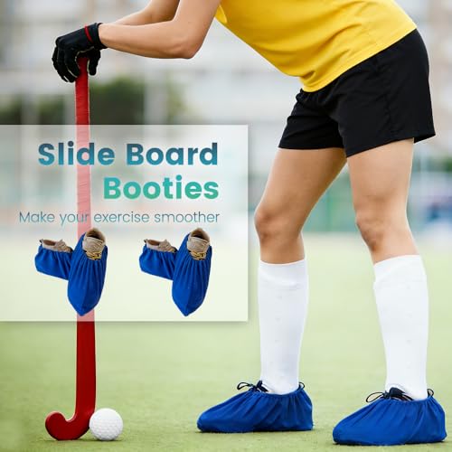Slide Board Booties for Smooth Gliding (Reusable, Washable) Shoe Covers Compatible with All Fitness Hockey Slide Boards Slip Over Shoe Design - color: navy blue