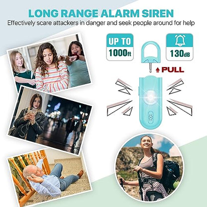 Personal Safety Alarm for Women Girls, 130dB Loud Siren + LED Light, Stylish Keychain, Easy-Pull Emergency Self-Defense for Night Safety, Running, Travel, College Students Self Defense Device Gift - color: Blue