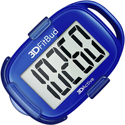 3DFitBud Simple Step Counter Walking 3D Pedometer by 3DActive with Clip, Lanyard Accurate Step Tracker Large Display, Easy to Use for Kids Men Women Adult Seniors Daily Step Tracking - A420S - color: Royal Blue