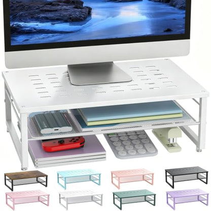 gianotter 2-Tier Metal Monitor Stand Riser - color: White