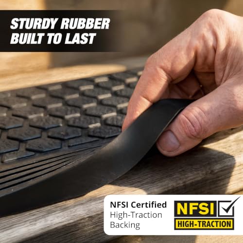 Rubber Stair Treads Outdoor 30" x 10" 6-Pack - Heavy-Duty Non-Slip Rubber - size: 30" x 10" x 6P