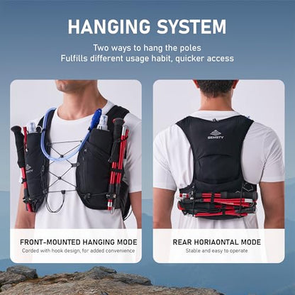 Running Hydration Vest 5L, Running Backpack with 2x500ml Soft Flask - color: Black, size: X-Large