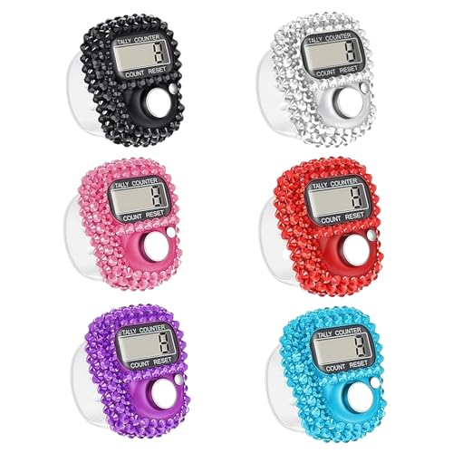 6Pcs Finger Counter, 20g Electronic Finger Counter, 5-Digit Number Count Clicker, Electronic Finger Counter, Hand Clicker Counter, Counter Clicker Finger Pitch Counter, Finger Tally Counter for Pitch
