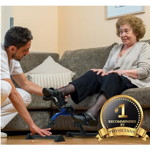 Vaunn Foldable Compact Professional Wrist Arm Leg Strengtheners Pedal Exerciser with Electronic Display for Indoor Exerciser and Physical Therapy - color: Metallic Blue
