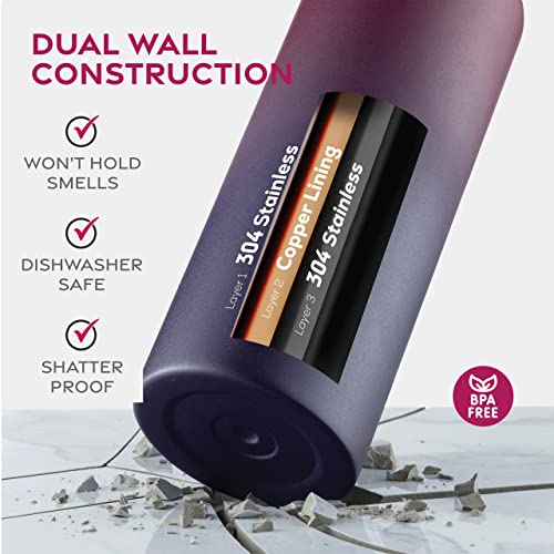 FineDine Insulated Water Bottle with Straw, 25 Oz, Dreamy Purple - color: Dreamy Purple, size: 25 Ounces