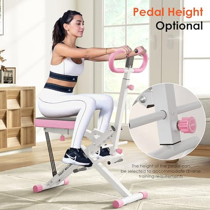 SogesHome Foldable & Adjustable Squat Rowing Machine for Home Gym with Band