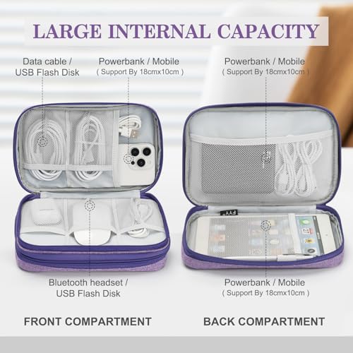 FYY Electronic Organizer, Travel Tech Pouch Bag, Large, Dark Purple - color: Dark Purple, size: 9.1 x 5.9 x 3.15 inches