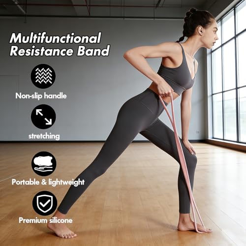 Figure 8 Resistance Band with Handles, for Home Gym,Yoga & Physical Therapy - color: 15lb Pink + 25lb Blue