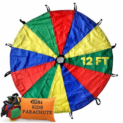 GSi Kids Rainbow Parachute 6 ft to 35 ft for School & Gym Class - size: 12 Feet