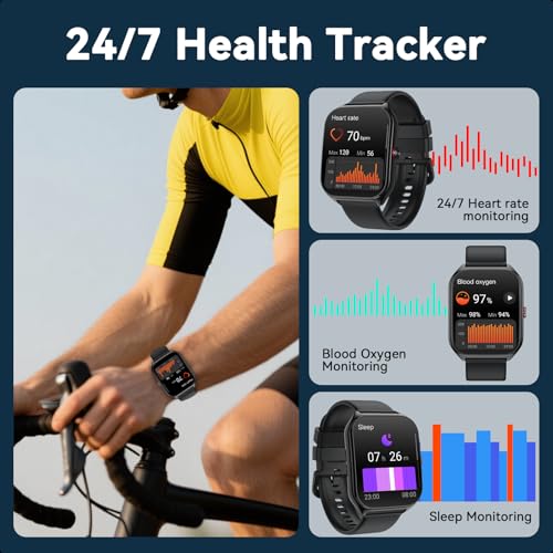 2026 AI Smart Watch for Men Women with ChatGPT, 1000mAh Fitness Tracker - color: Drill black