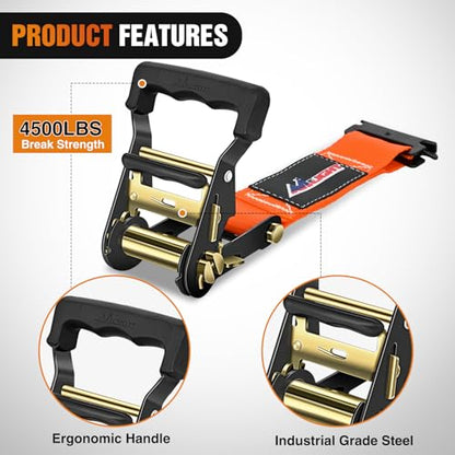 Nilight Wheel Chock Tie Down Kit with 2Pcs E Track Ratchet Straps - color: 2Pcs E Track Straps+ 4Pcs Wheel Chock
