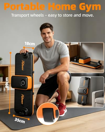Home Gym Equipment, Smart Digital Cable Machine with Adjustable Resistance, Portable Strength Training System for Full Body Workout, Home, Apartment & Garage