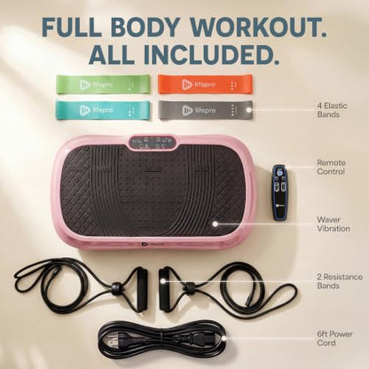 Lifepro Waver Vibration Plate Exercise Machine with 99 Speeds & 10 Presets - color: Pink