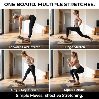 Wooden Slant Board for Calf Stretching, Adjustable Stretch Board