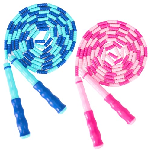 2 Pack Jump Rope for Kids, Adjustable Tangle-Free Soft Beaded Skipping Rope, Segmented Soft Beaded Skipping Rope, 9.2 FT Segmented Jumping Rope, Fitness Workout Exercise for Kids, Man, and Women