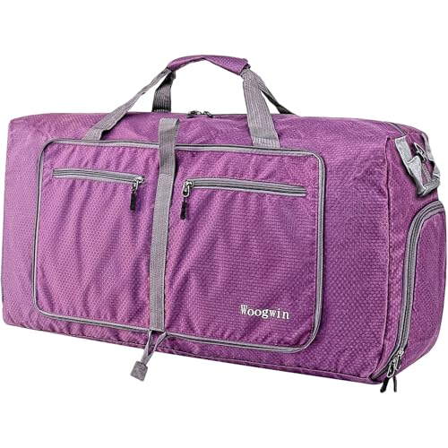 Woogwin Travel Duffel Bag Large Foldable Waterproof Overnight Bag for Beach Swim Bags Pool Sports Gym - color: 150L Purple