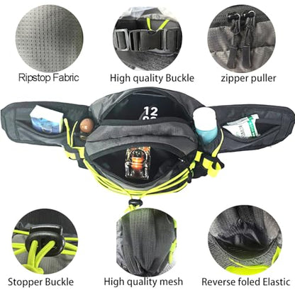 Large Capacity Fanny Pack for Men Women, 6-Pocket Crossbody Belt Bag for Hiking Dog Walking Travel, Fits Large Phones & Essentials, Water-Resistant Waist Pouch with Reflective Bungee