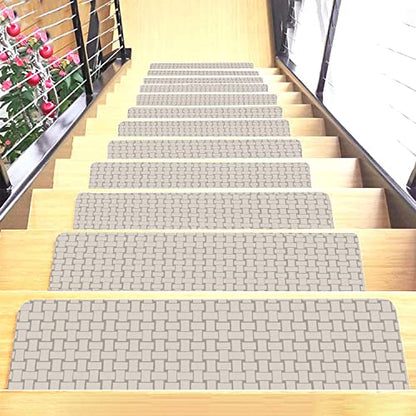 Set of 7 Stair Treads Ultra-Thin with Non Slip Rubber Backing 9”x26” Latte 7 Pieces - color: Latte, size: Design #5