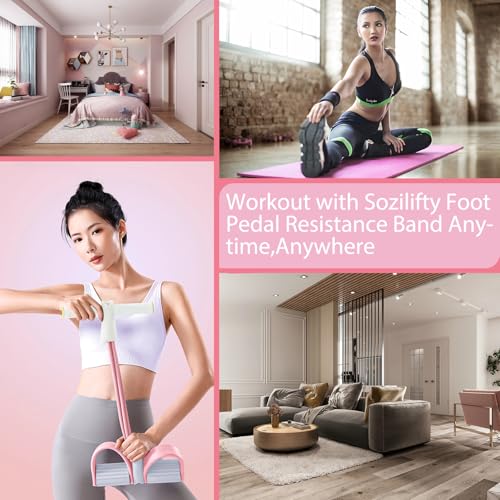 Foot Pedal Resistance Band,6-Tube Pedal Puller Resistance Rope,Yoga Elastic Exercise Bands, for Women Jump Fitness, Abdomen/Arm Weight/Waist/Leg Stretching Slimming Training - color: Pink