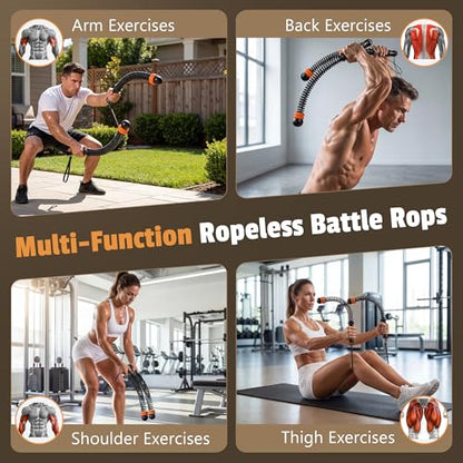 Portable Weighted Cordless Battle Ropes for Men & Women, Black