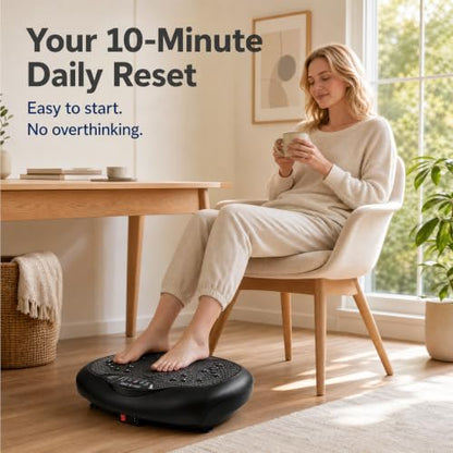 Natini Vibration Plate Exercise Machine, 990 Speed Levels Whole Body Vibrating Plate for Lymphatic Drainage, Home Workout Equipment with Resistance Bands, Remote, 330 lbs Capacity for Home Gym - color: Black
