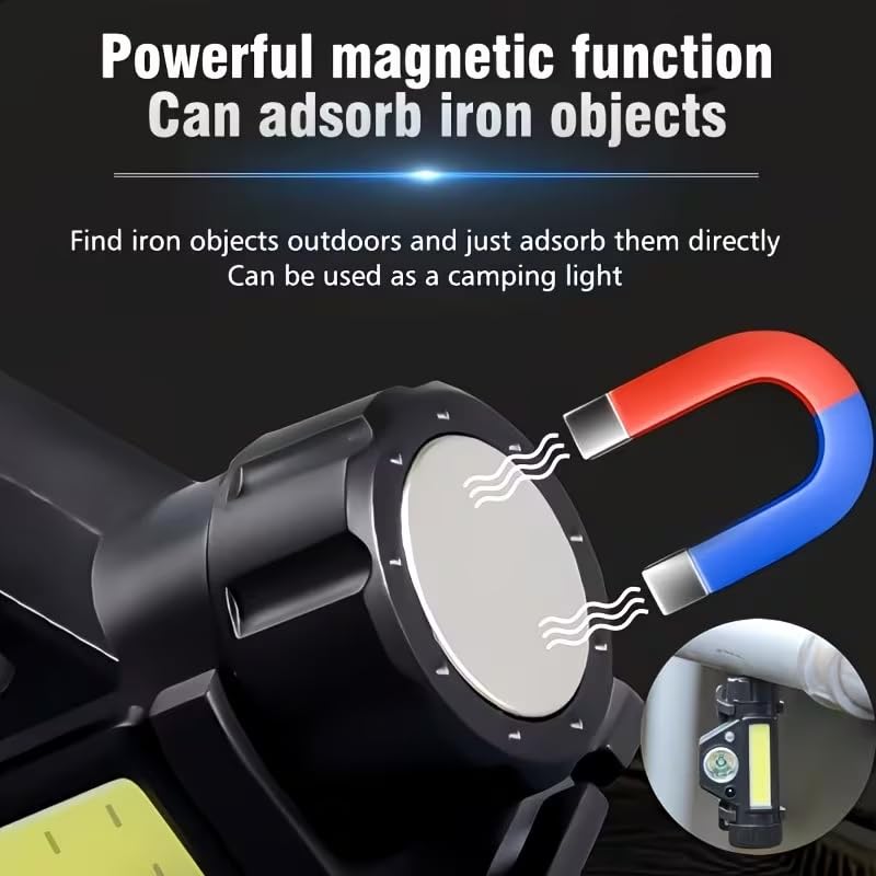 Super Bright Headlamp Rechargeable High Lumen Last Long LED Lamp for Camping Clip-On Hard Hat Hands-Free Work Lamp with Magnetic Base, Adjustable Spotlight Flashlight for Running Hiking Camping