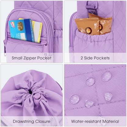 sportsnew 40oz Crossbody Water Bottle Bag for Gym Hiking - color: Quilt Purple