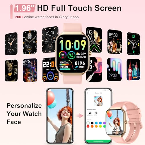 Jugeman Smart Watch for Women, 1.96" HD Smartwatch (Answer/Make Call) Pink - color: shocking pink