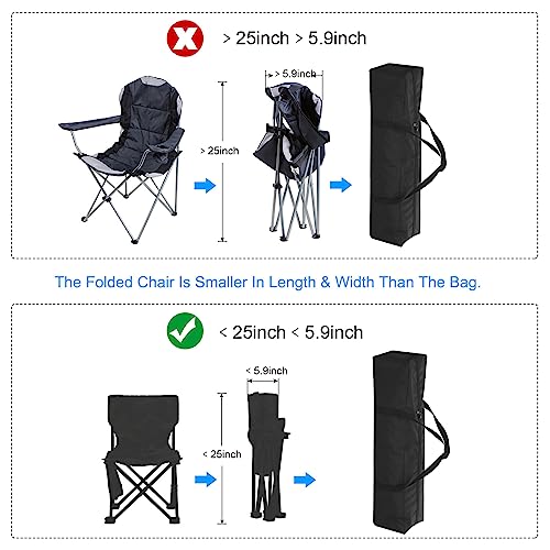 PATIKIL 25 Inch Camp Chair Replacement Bag, Nylon Foldable Carrying Bag Large Zippered Bag with Shoulder Strap for Camping Travel, Black - size: 25 Inch