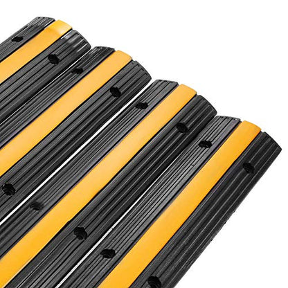 Reliancer 4 Pack 1-Channel Rubber Cable Protector Ramp Traffic Speed Bump 18000lbs Capacity Heavy Duty Cable Protective Cover Ramp Driveway Hose Cord Track Protector Wires Concealer for Garage Parking - size: 4 Pack 1-Channel